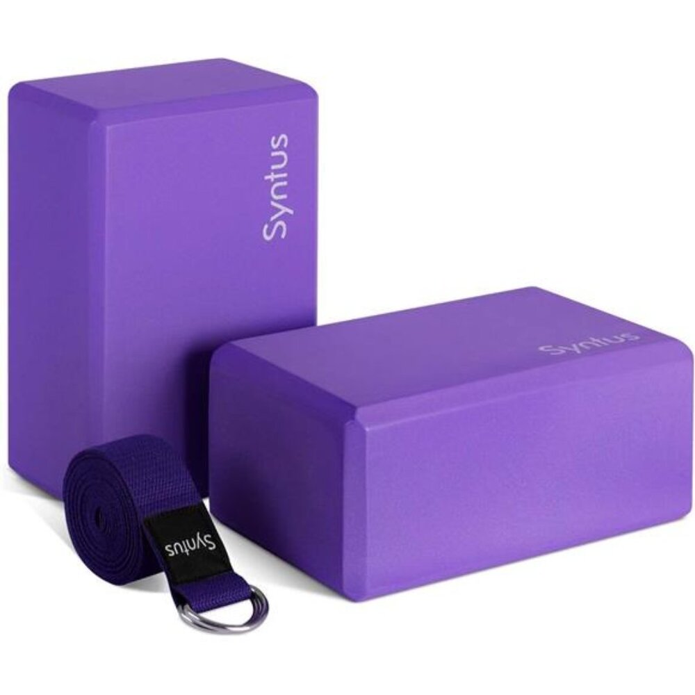 Yoga Block and Yoga Strap Set, 2 Soft Non-Slip Yoga Blocks 9×6×4 inches
